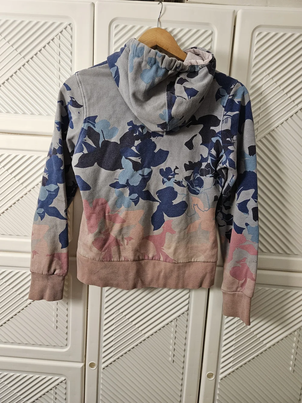 Pink & Blue Floral Hooded Sweatshirt